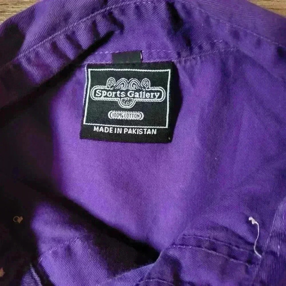 TX State Ralley 2011 Men's Motorcycle Denim Purple Sleeveless Buttondown Size L - Picture 6 of 9